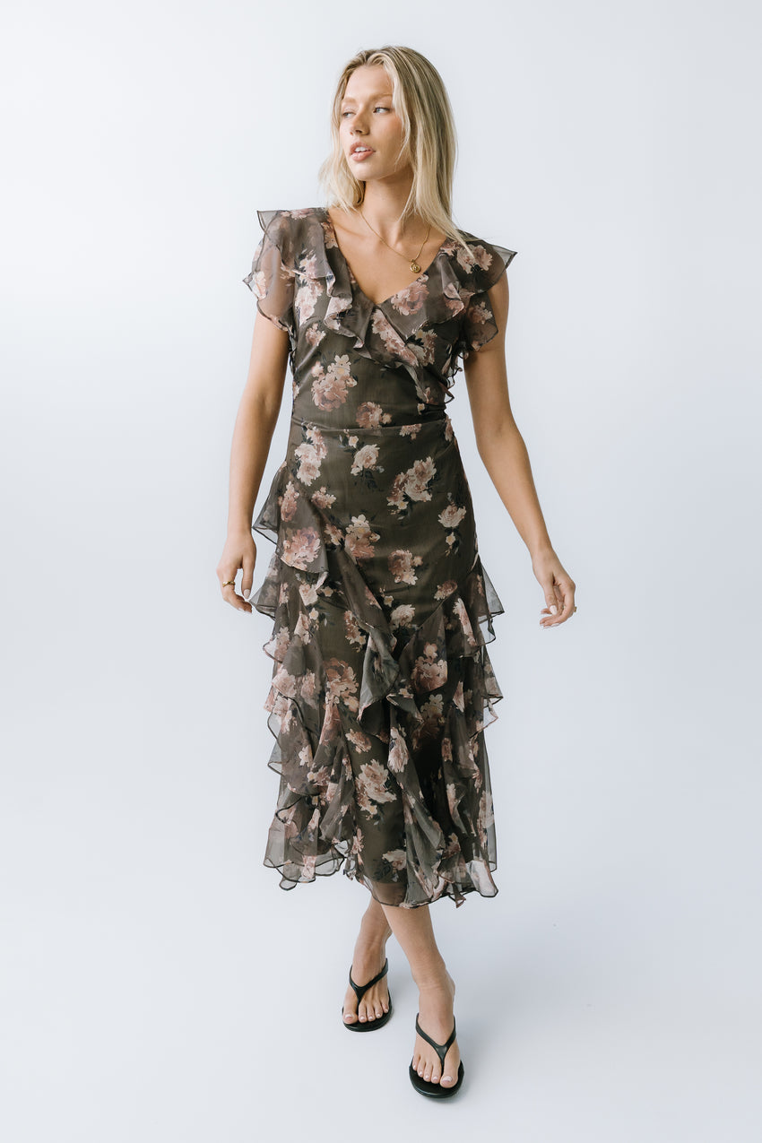 Kensie Ruffle Maxi Dress