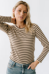 Makayla Shirt in Striped Brown