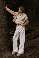 Eden Baggy Jeans in Ecru