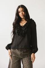 Calispell Sheer Collared Blouse in Black
