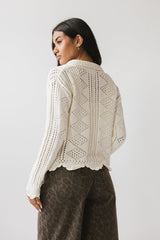 Mary Crochet Cardigan in Off White