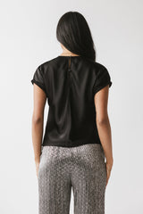 Marvin Satin Blouse in Black