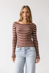 Petra Striped Sweater in Burgundy