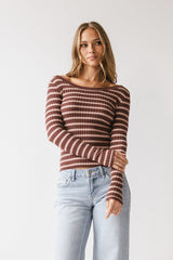 Petra Striped Sweater in Burgundy