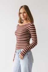 Petra Striped Sweater in Burgundy