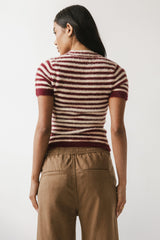 Mazie Fuzzy Sweater in Burgundy
