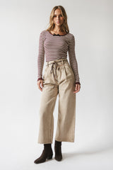 Kiya Striped Top in Burgundy