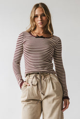 Kiya Striped Top in Burgundy