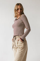 Kiya Striped Top in Burgundy