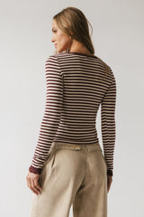 Kiya Striped Top in Burgundy