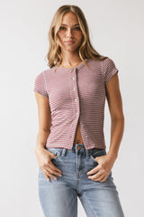 Trisha Striped Top in Red