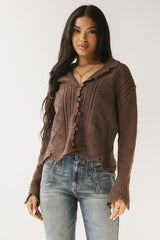 Mary Crochet Cardigan in Brown