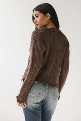 Mary Crochet Cardigan in Brown