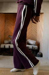 Mickey Wide Leg Jogger in Burgundy
