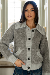 Jonah Collared Cardigan in Grey