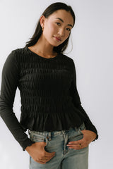Harry Smocked Top in Black