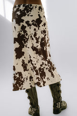 Bethie Cow Print Midi Skirt