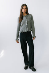 Rosie Ruffle Sweater in Heather Grey