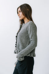 Rosie Ruffle Sweater in Heather Grey