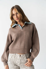 Melissa Contrast Sweater in Mocha