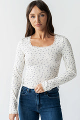 Archie Floral Top in Navy