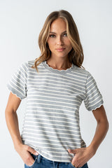 Walker Scalloped Top in Grey