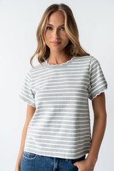 Walker Scalloped Top in Grey