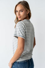 Walker Scalloped Top in Grey