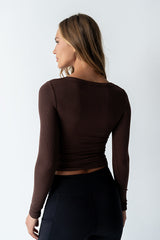 Audrey Ribbed Top in Brown