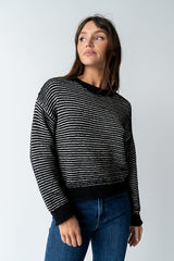 Tracey Striped Oversized Sweater in Black