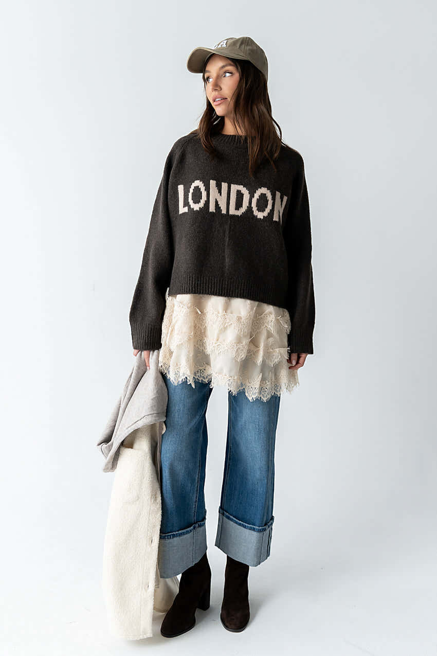 Suzie Graphic Sweater in Brown
