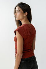 Josey Smocked Top in Brick