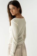 Selena Ruched Top in Bone