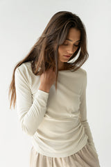 Selena Ruched Top in Bone