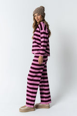 Joey Striped Wide Leg Pants in Berry