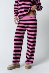 Joey Striped Wide Leg Pants in Berry