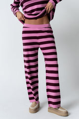 Joey Striped Wide Leg Pants in Berry