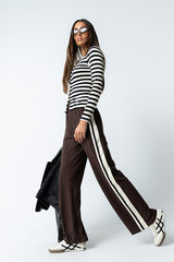 Avery Striped Pants in Brown