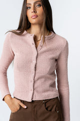 Mindy Button Front Sweater in Pink