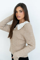 Bobbi Collared Sweater in Mocha
