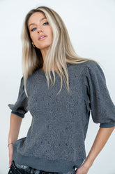 Marrel Textured Top in Charcoal