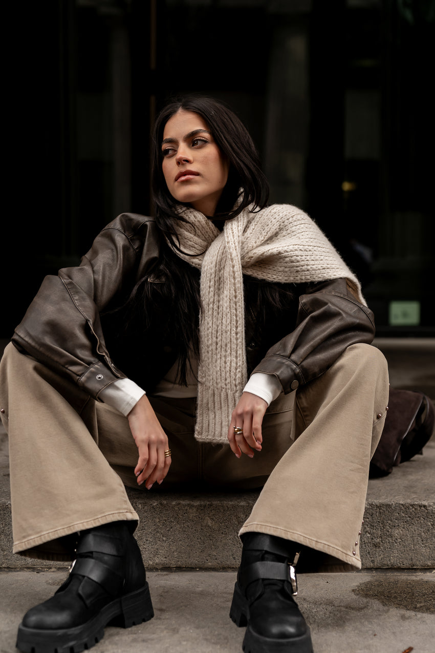 Brecken Vegan Leather Jacket in Brown