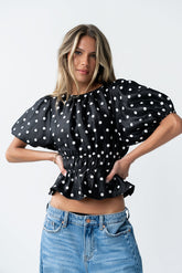 Terri Polka Dot Peplum Top