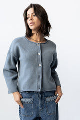 Carlie Knit Cardigan in Light Blue
