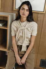 Cierra Tie Sweater in Natural