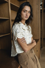 Nelly Floral Blouse in Cream