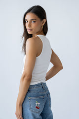 Mae Embroidered Heart Tank Top