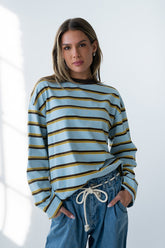 Kiana Striped Top in Light Blue