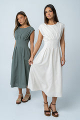 Matilda Pleated Maxi Dress in Olive
