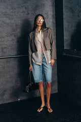Liberty Sheer Button Up Blouse in Blush